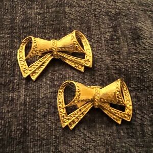 Vintage MUSI Bow Shoe Clips Goldtone